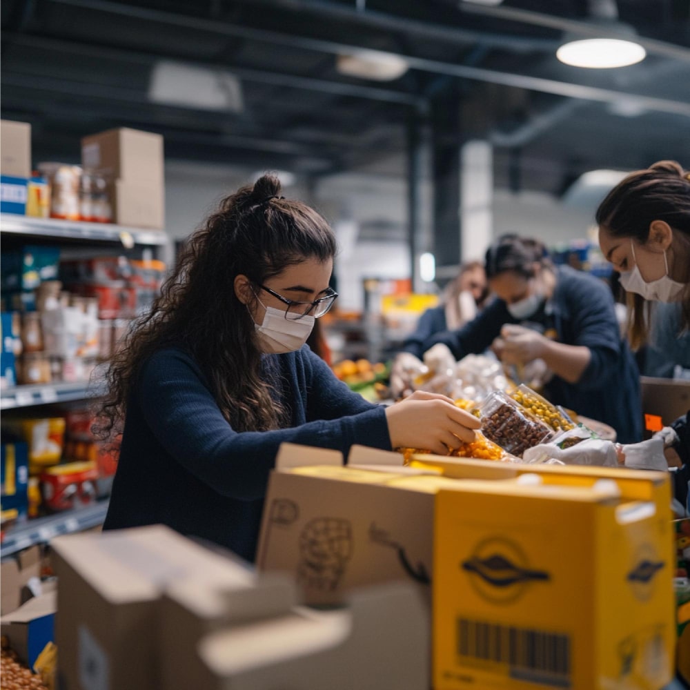 Retail professionals managing product inventory and distribution in a store or warehouse setting